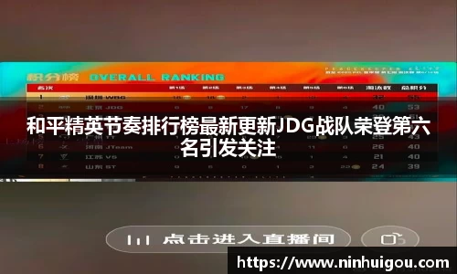 和平精英节奏排行榜最新更新JDG战队荣登第六名引发关注